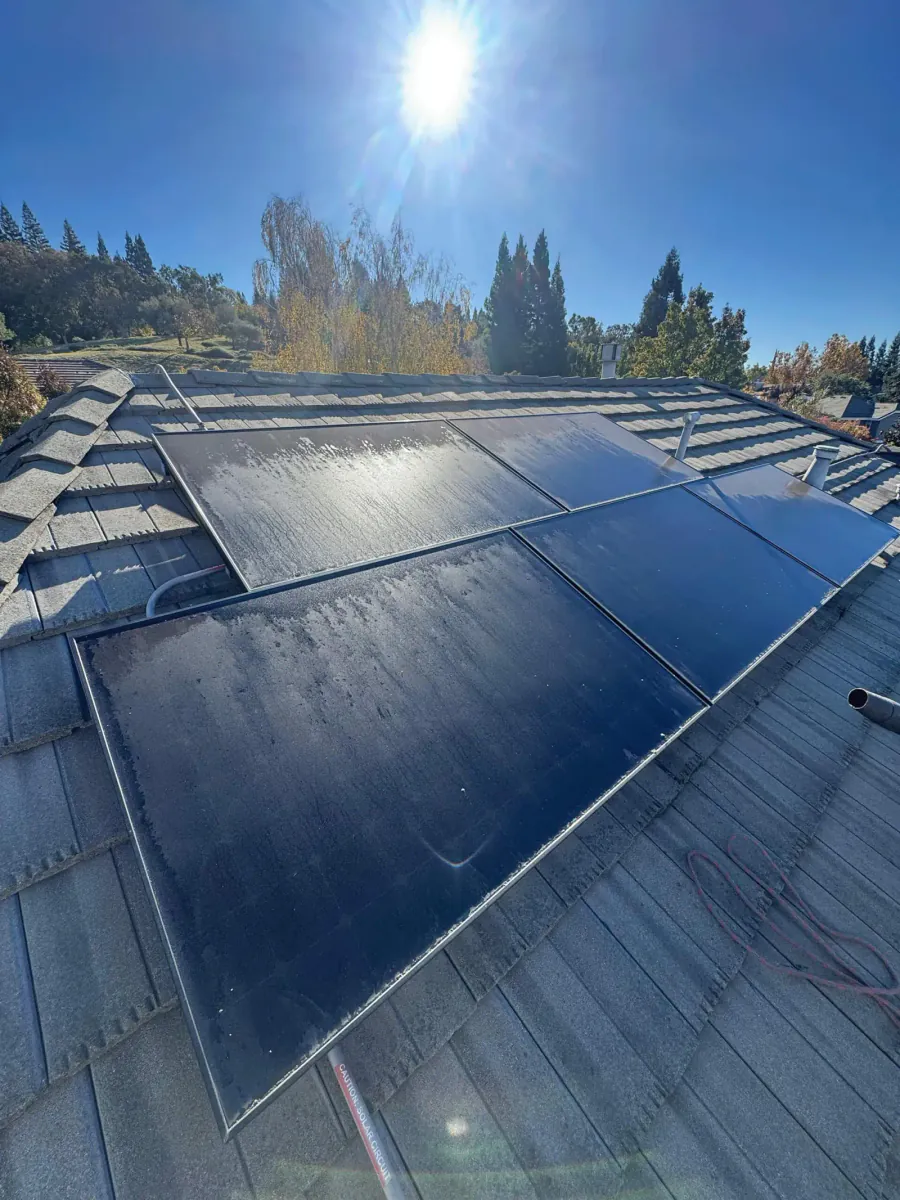 Dirty solar panel with dust and bird dropping buildup
